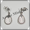 QUARTZ ROSE- Boucles d'Oreilles Argent - Goutte - Clou - 15x10 mm - W005 Brsil