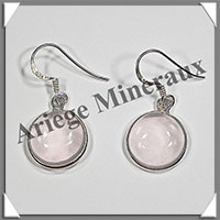 QUARTZ ROSE- Boucles d'Oreilles Argent - Rond - Hameon - Diamtre : 14 mm - W006