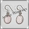 QUARTZ ROSE- Boucles d'Oreilles Argent - Ovale - Hameon - 15x10 mm - W007 Brsil