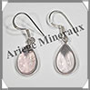 QUARTZ ROSE- Boucles d'Oreilles Argent - Goutte - Hameon - 15x10 mm - W009 Brsil