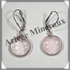 QUARTZ ROSE- Boucles d'Oreilles Argent - Rond - Dormeuse Ferme - Diamtre : 14 mm - W011 Brsil