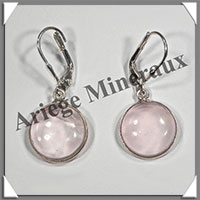 QUARTZ ROSE- Boucles d'Oreilles Argent - Rond - Dormeuse Ferme - Diamtre : 14 mm - W011