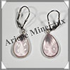 QUARTZ ROSE- Boucles d'Oreilles Argent - Goutte - Dormeuse Ferme - 15x10 mm - W012 Brsil