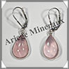 QUARTZ ROSE- Boucles d'Oreilles Argent - Goutte - Dormeuse Ferme - 15x10 mm - W013 Brsil