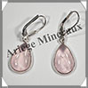 QUARTZ ROSE- Boucles d'Oreilles Argent - Goutte - Dormeuse Ferme - 15x10 mm - W014 Brsil
