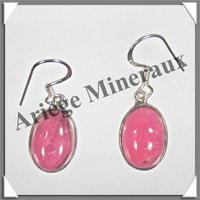 RHODOCHROSITE - Boucles d'Oreilles Argent - Ovale - Hameon - 18x10 mm - W001