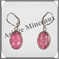 RHODOCHROSITE - Boucles d'Oreilles Argent - Ovale - Dormeuse - 18x10 mm - W002