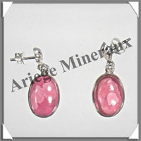 RHODOCHROSITE - Boucles d'Oreilles Argent - Ovale - Clou - 18x10 mm - W003