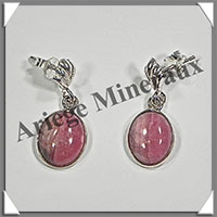 RHODOCHROSITE - Boucles d'Oreilles Argent - Ovale - Clou - 9x10 mm - W004