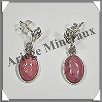 RHODOCHROSITE - Boucles d'Oreilles Argent - Ovale - Clou - 8x10 mm - W005