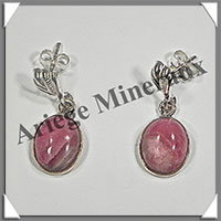 RHODOCHROSITE - Boucles d'Oreilles Argent - Ovale - Clou - 9x10 mm - W006