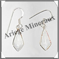 SPECTROLITE (Pierre de Lune Bleue) - Boucles d'Oreilles Argent - Losange Facet - Hameon - 20x10 mm - P002