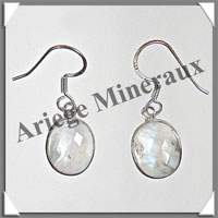 SPECTROLITE (Pierre de Lune Bleue) - Boucles d'Oreilles Argent - Ovale Facet - Hameon - 15x10 mm - P004