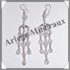 SPECTROLITE (Pierre de Lune Bleue) - Boucles d'Oreilles Argent - 11 Cabochons (6 Etages) - Hameon - 90 mm - P008 Brsil