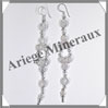 SPECTROLITE (Pierre de Lune Bleue) - Boucles d'Oreilles Argent - 8 Cabochons (7 Etages) - Hameon - 100 mm - P010 Brsil