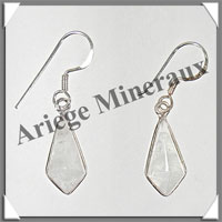 SPECTROLITE (Pierre de Lune Bleue) - Boucles d'Oreilles Argent - Losange Facet - Hameon - 20x10 mm - P012
