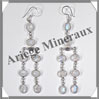 SPECTROLITE (Pierre de Lune Bleue) - Boucles d'Oreilles Argent - 8 Cabochons (6 Etages) - Hameon - 75 mm - P014 Brsil