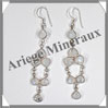 SPECTROLITE (Pierre de Lune Bleue) - Boucles d'Oreilles Argent - 7 Cabochons (5 Etages) - Hameon - 65 mm - P017 Brsil