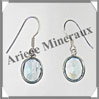 TOPAZE BLEUE - Boucles d'Oreilles Argent - Ovale - Hameon - 15x10 mm - P006 Brsil
