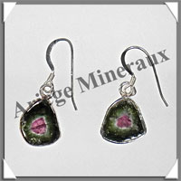 TOUMALINE MELON d'EAU - Boucles d'Oreilles Argent - Pendant - Hameon - 15x10 mm - C001