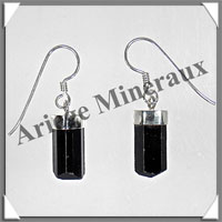 TOURMALINE NOIRE - Boucles d'Oreilles Argent - Pendant - Hameon - 20x10 mm - C001