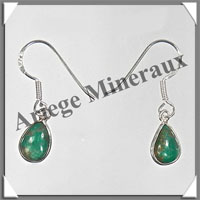 TURQUOISE - Boucles d'Oreilles Argent - Goutte - Hameon - 10x8 mm - P002