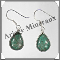 TURQUOISE - Boucles d'Oreilles Argent - Goutte - Hameon - 20x15 mm - P003