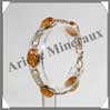 AMBRE - Bracelet Argent - 5 Cabochons Ovales - Caramel Clair - C001 Baltique