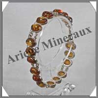 AMBRE - Bracelet Argent - 18 Cabochons Ovales - Caramel Clair - C002