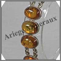 AMBRE - Bracelet Argent - 18 Cabochons Ovales - Caramel Clair - C002