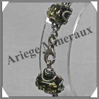 AMBRE - Bracelet Argent - 9 Cabochons Rectangulaires - Vert - C004