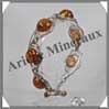 AMBRE - Bracelet Argent - 6 Cabochons Ronds - Caramel - C005 Baltique