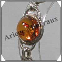 AMBRE - Bracelet Argent - 6 Cabochons Ronds - Caramel - C005