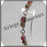 AMBRE - Bracelet Argent - 20 Cabochons Carrs - Bicolore - C007