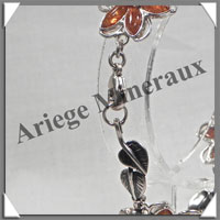 AMBRE - Bracelet Argent - 4 Fleurs - Caramel - C012