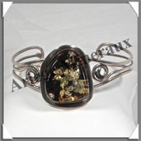AMBRE - Bracelet Argent - 1 Cabochon - Vert - C015
