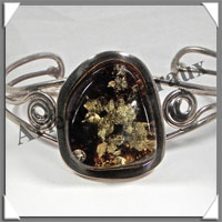 AMBRE - Bracelet Argent - 1 Cabochon - Vert - C015