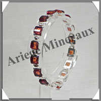 AMBRE - Bracelet Argent - 15 Cabochons Carrs - Caramel - 18 cm - L002