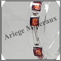 AMBRE - Bracelet Argent - 15 Cabochons Carrs - Caramel - 18 cm - L002