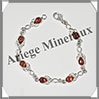 AMBRE - Bracelet Argent - 7 Cabochons Gouttes - Caramel - 18 cm - L005 Baltique