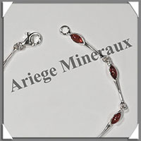 AMBRE - Bracelet Argent - 7 Cabochons Ovales - Caramel Fonc - 17,5 cm - L006