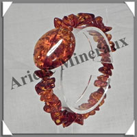 AMBRE - Bracelet Baroque - Caramel - Avec Nugget de 20 mm - 18 cm - L