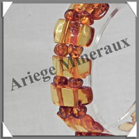 AMBRE - Bracelet Compos - Caramel - 16 Barrettes et Perles Baroques - 18 cm - L006