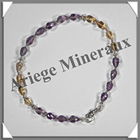 AMETHYSTE et CITRINE - Bracelet Argent - Gouttes Facetes - 22 cm - 56 grammes - W001