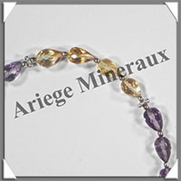 AMETHYSTE et CITRINE - Bracelet Argent - Gouttes Facetes - 22 cm - 56 grammes - W001