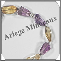 AMETHYSTE et CITRINE - Bracelet Argent - Free Form Facets - 18 cm - 93 grammes - W002