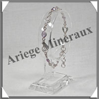 AMETHYSTE Cristallise - Bracelet Argent - 5 Cabochons Facets - 20 cm - P003