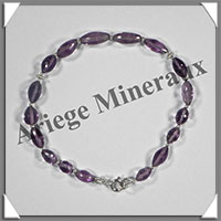 AMETHYSTE - Bracelet Argent - Ovales Facets - 20 cm - 62 grammes - W001