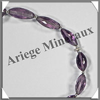 AMETHYSTE - Bracelet Argent - Ovales Facets - 20 cm - 62 grammes - W001