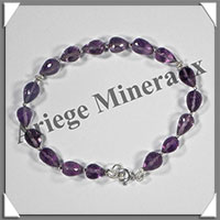 AMETHYSTE - Bracelet Argent - Gouttes Facetes - 19 cm - 86 grammes - W002
